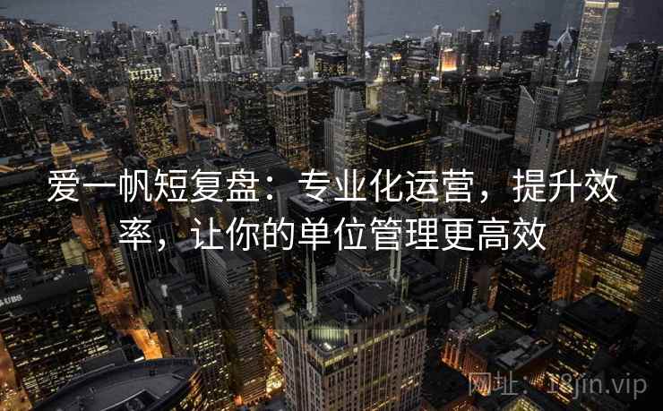 爱一帆短复盘:专业化运营,提升效率,让你的单位管理更高效 爱一帆短复盘:专业化运营,提升效率,让你的单位管理更高效