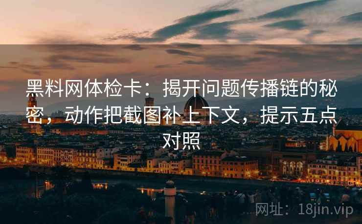 黑料网体检卡：揭开问题传播链的秘密，动作把截图补上下文，提示五点对照