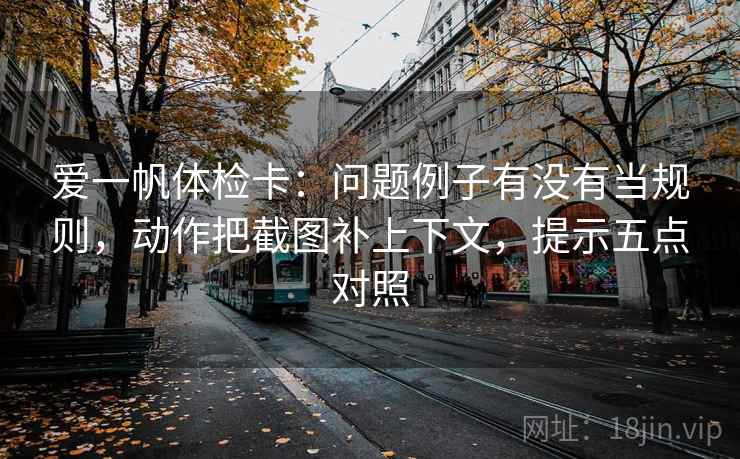 爱一帆体检卡：问题例子有没有当规则，动作把截图补上下文，提示五点对照