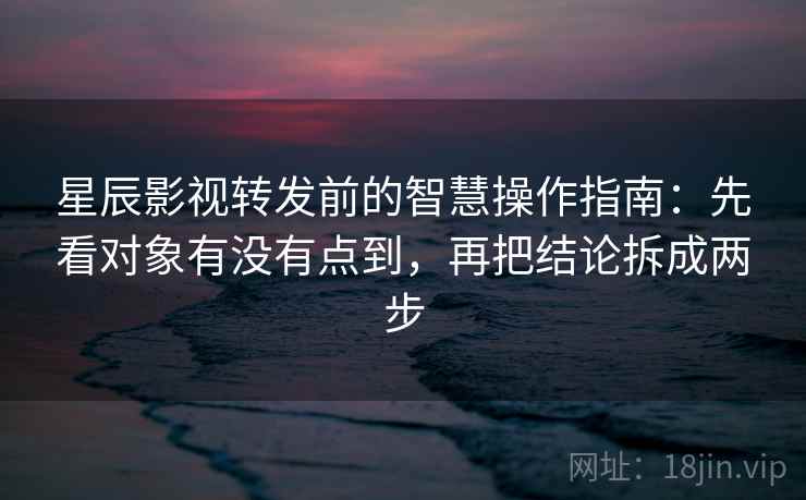 星辰影视转发前的智慧操作指南：先看对象有没有点到，再把结论拆成两步